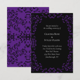 Purple & Black Swirl Gothic Wedding Invitation
