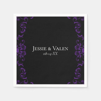 Purple & Black Swirl Gothic Wedding Napkin