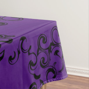 Purple & Black Swirl Gothic Wedding Tablecloth