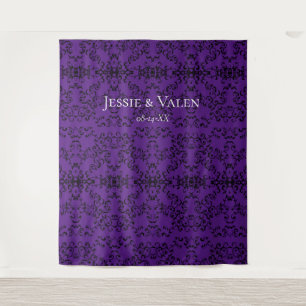Purple Black Swirl Gothic Wedding Tapestry