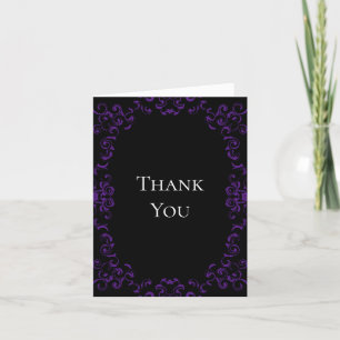 Purple & Black Swirl Gothic Wedding Thank You Card
