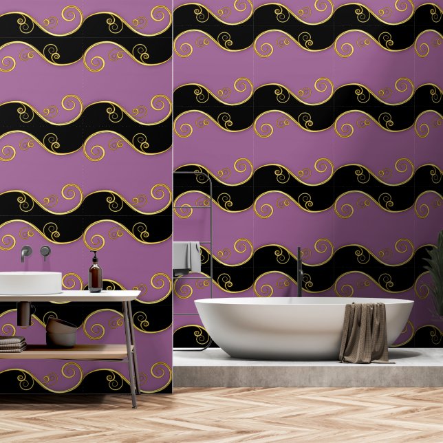 Purple-black Swirl  Wallpaper (Bathroom)