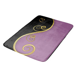 Purple-black Swirl with Initial Bath Mat