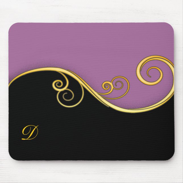 Purple-black Swirl with Initial Mouse Pad (Front)