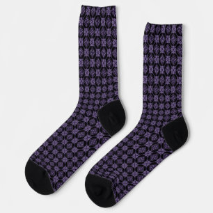 Purple & Black Tatreez Henna Thobe Pattern Socks