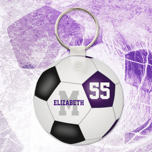 purple black team colours girls boys sports soccer key ring