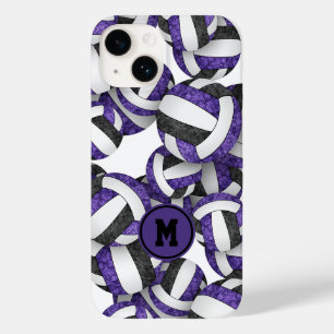 Purple black team colours girly volleyballs Case-Mate iPhone 14 case