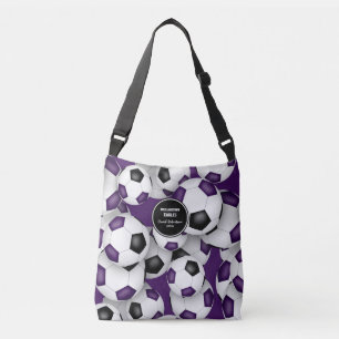 purple black team colours soccer coach crossbody bag