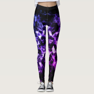 Purple Black Triangle Geometric Smoky Abstract Leggings