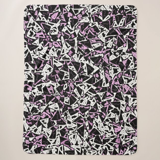 Purple Black Triangle Pattern Sherpa Blanket (Front)