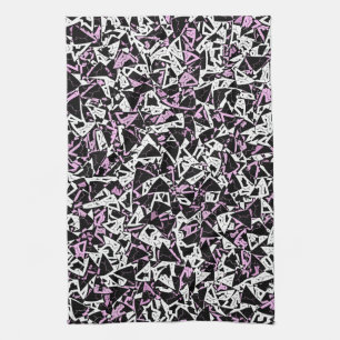 Purple Black Triangle Pattern Tea Towel