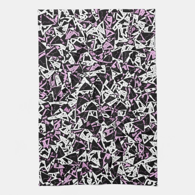 Purple Black Triangle Pattern Tea Towel (Vertical)