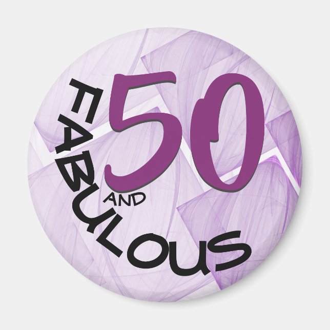 Purple & Black Typography | 50th Birthday Magnet (Front)