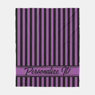 Purple Black Vertical Stripe Halloween Fleece Blanket