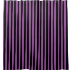 Purple Black Vertical Stripe Halloween Shower Curtain