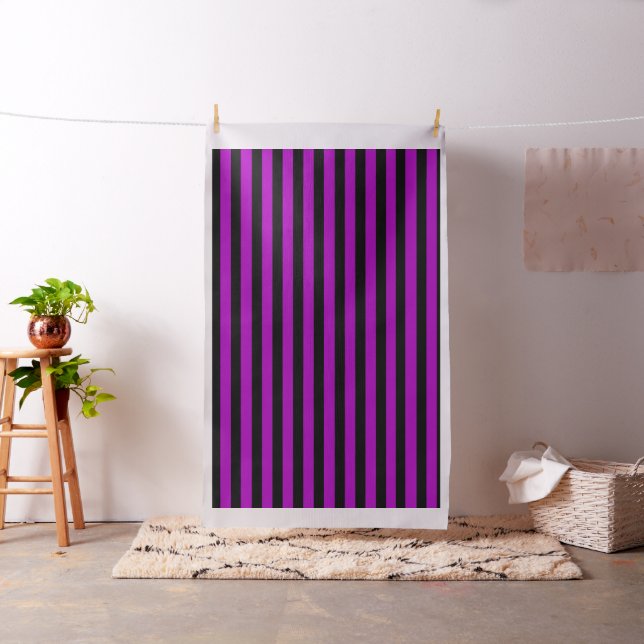 Purple Black Vertical Stripes Lines Pattern Fabric (In Situ)