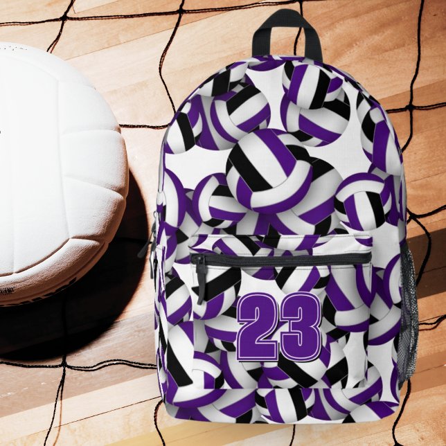 purple black volleyball team colours custom  printed backpack (Creator Uploaded)