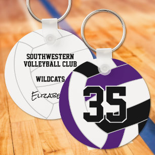 Purple black volleyball team colours key ring