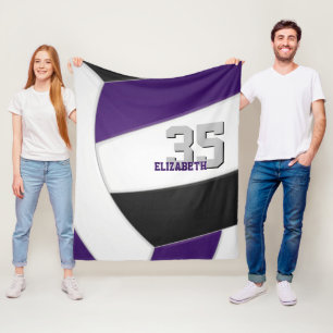 purple black volleyball team colours sports room fleece blanket