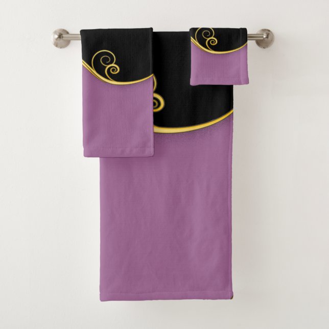 Purple-black w/out Initials Bath Towel Set (Insitu)