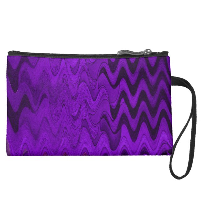 purple black wave background suede wristlet   (Front)