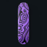 Purple Black Waves Skateboard or Choose Colour<br><div class="desc">Custom Colours - Abstract Warped Black and Purple Wavy Striped Skateboards - Customisable - or Choose / add your favourite background colour ! MIGNED Design</div>