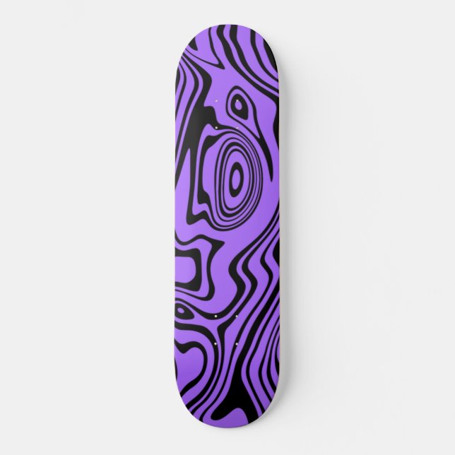 Purple Black Waves Skateboard or Choose Colour (Front)