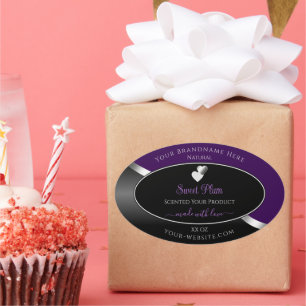 Purple Black Wavy Silver and Hearts Product Labels