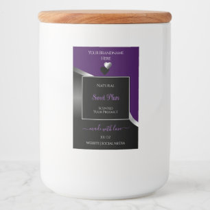 Purple Black Wavy Silver and Hearts Product Labels