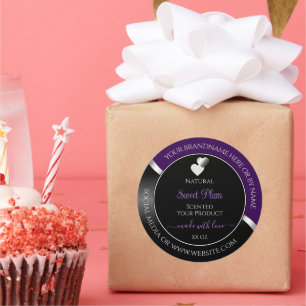 Purple Black Wavy Silver and Hearts Product Labels