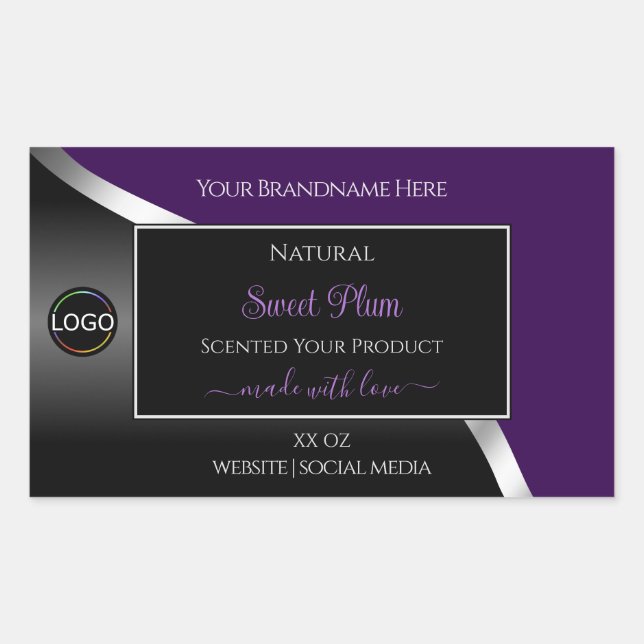Purple Black Wavy Silver with Logo Product Labels (Front)