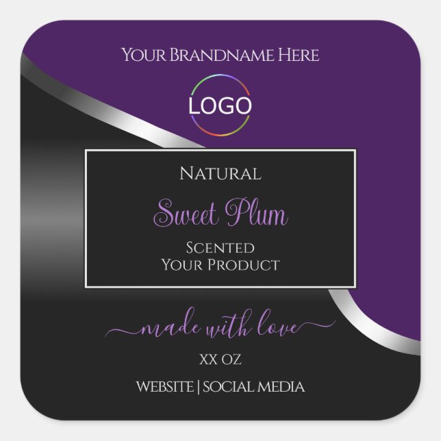 Purple Black Wavy Silver with Logo Product Labels (Front)