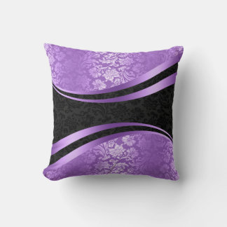 Purple & Black Wavy Stripes Geometric Design Cushion