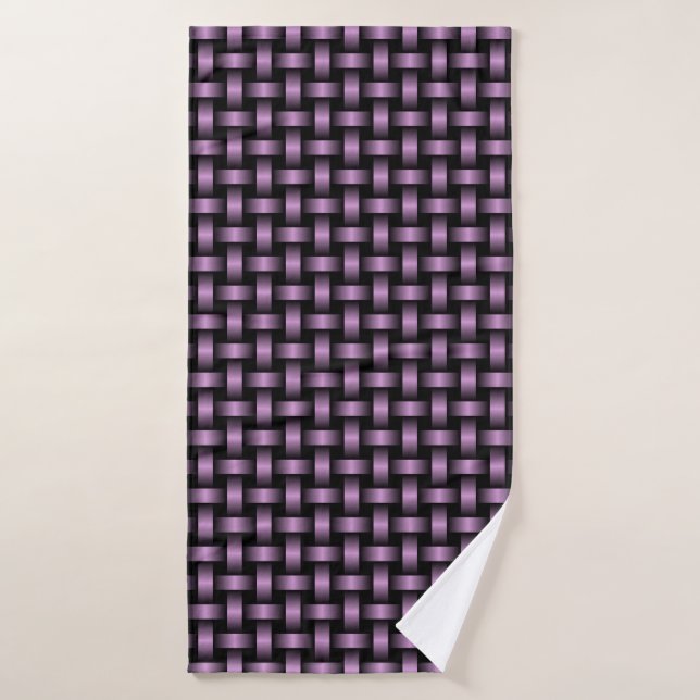 Purple Black Weave Pattern Bath Towel (Bath Towel)