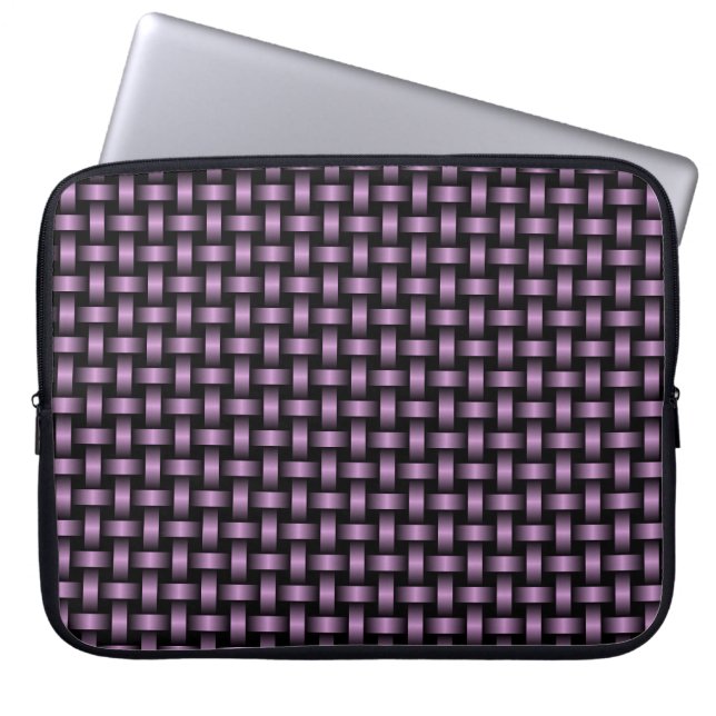 Purple Black Weave Pattern Laptop Sleeve (Front)