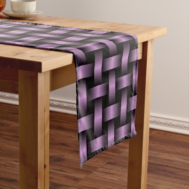 Purple Black Weave Pattern Short Table Runner (In Situ)