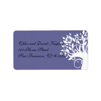 Purple Black Wedding Address Label Tree