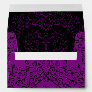 Purple Black Wedding Gothic Heart Envelope