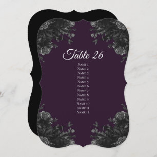 Purple Black Wedding Table Number Escort Cards