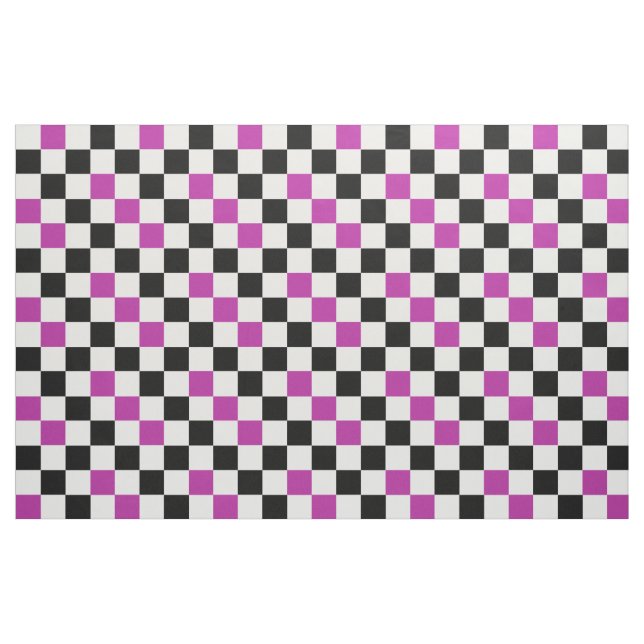 Purple Black White Checkered Pattern Design  Fabric (Fat Quarter)