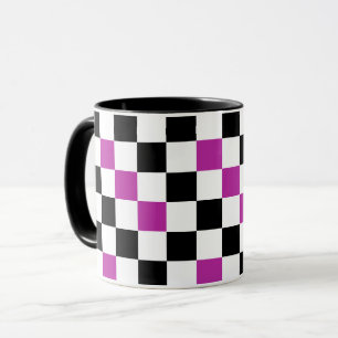 Purple Black White Chequered Pattern Design  Mug