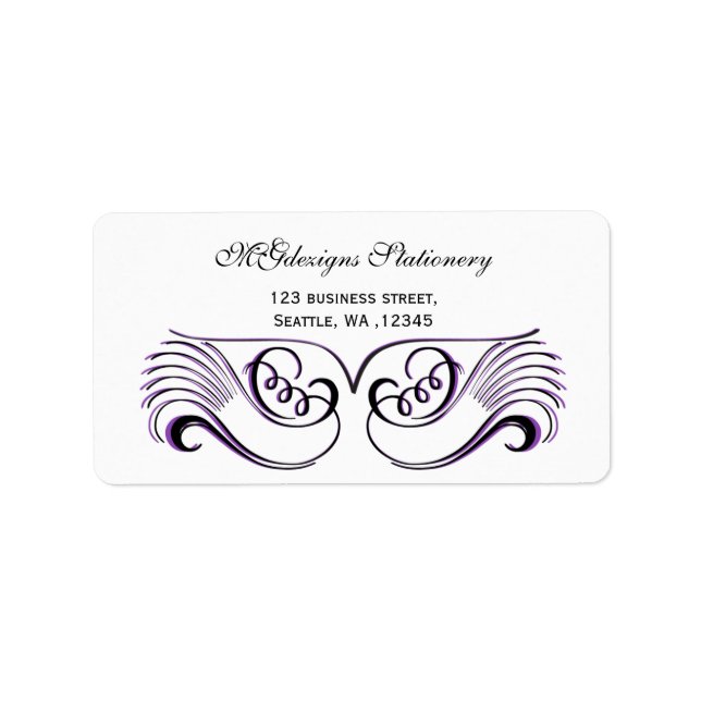 Purple, black & white Chic Business address labels (Front)