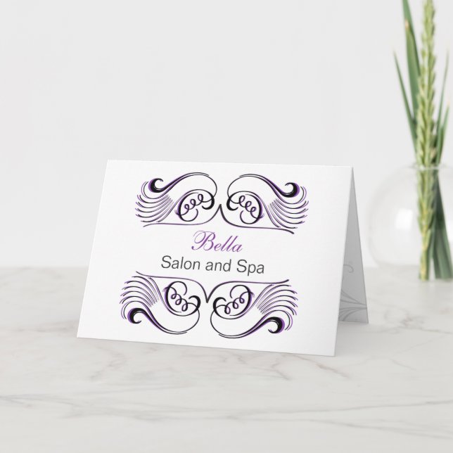 Purple black & white Chic Business Thank You Cards (Front)