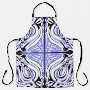 Purple Black White Curly Abstract Pattern  Apron