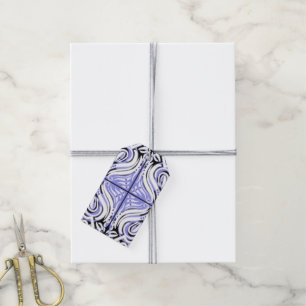 Purple Black White Curly Abstract Pattern Gift Tags