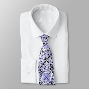 Purple Black White Curvy Abstract Repeat Pattern Tie