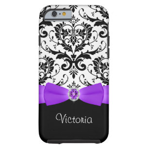 Purple Black White Damask Tough iPhone 6/6s Case