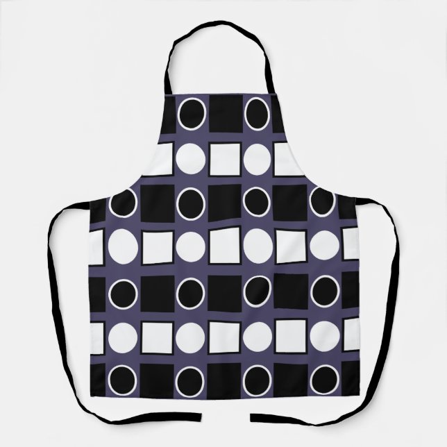 Purple Black White Geometric Pattern Apron (Front)