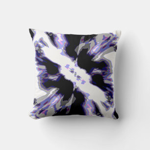 Purple, Black, White, Grey  Abstract Vision Flower Cushion