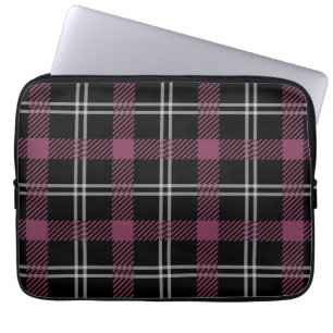 Purple Black White Plaid Decor Background Laptop Sleeve